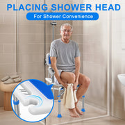 Kekoy 201D-1 Shower Chair with Back, Heavy-Duty Aluminum Frame, Adjustable Height 15-19 in, Supports 500 lb, Padded EVA Seat with Drainage, Showerhead Holder, Non-Slip Rubber Feet