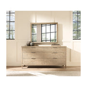 Bernhardt 333050 Tribeca 6-Drawer Dresser, Rustic Brown Oak Wood, Textured Metal Pulls