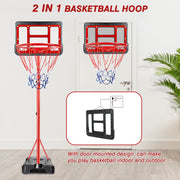 Cshidworld 2 in 1 Adjustable Height Basketball Hoop Stand, Portable Indoor Outdoor Basketball Goal System with Fillable Base and 3 Balls