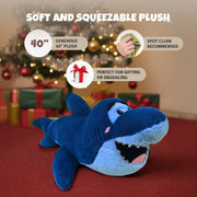 Ready to Hug Jumbo Floppy Shark Plush, Oversized 40 in Blue Stuffed Animal