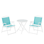 Mainstays Albany Lane 3-Piece Bistro Set, Blue, Tempered Glass Tabletop, Rust-Resistant Steel Frame