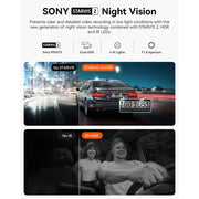 Vantrue Nexus 2X Dual Dash Cam, 2.7K Front, 1080p Interior, 5G WiFi, HDR, IR Night Vision, STARVIS 2, GPS, 24/7 Parking Mode, Voice Control, Supports 512GB