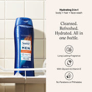 Suave Men Hydrating 3-in-1 Hair, Body, Face Wash with Glycerin and Vitamin E, Citrus Musk, 30 Fl Oz