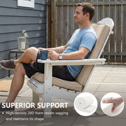 Unbranded Outdoor Seating Cushions Set of 2 Beige Faux Linen for Adirondack and Rocking Chairs with High-Density Foam, Water-Repellent Fabric, Removable Covers