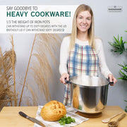 Magnaware Cast Aluminum Stock Pot, 14 Quart, Lightweight, Even Heat Distribution, Non-Stick Surface, Silicone Handle Covers