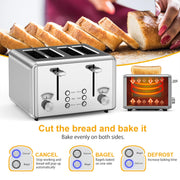 Whall KST023GU Stainless Steel Toaster, 6 Bread Shade Settings, Bagel Defrost Cancel Functions, Extra-Wide 1.5-Inch Slot, High Lift Lever, Removable Crumb Tray, KST023GU