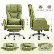 Coolhut Big and Tall Office Chair, High Back Executive PU Leather Desk Chair with Footrest, Ergonomic Design, Adjustable Reclining, Expandable Seat, Avocado Green, CH-6088-AvocadoGreen