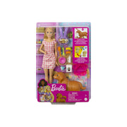 Barbie Barbie HCK75 Doll and Newborn Pups Playset with Dog