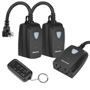 DEWENWILS HRS103F2 Outdoor Remote Control Electrical Outlet Switch, Weatherproof, 3 Outlets with 1 Remote, Black