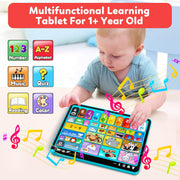 Adofi Trilingual Learning Tablet for Toddlers 1-3, Montessori Speech Therapy Toy with Music and Lights, STEM Educational Interactive Learning Tablet