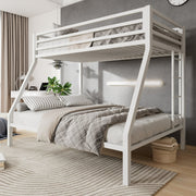 Amolife 1023794-2 Twin Over Full Size Metal Bunk Bed with Removable Ladder, Full-Length Guardrail, White