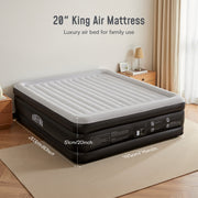 Airefina King Size Air Mattress, 20in Height, Built-in Electric Pump, Waterproof Flocked Top, Portable with Carry Bag, Supports 700 lb