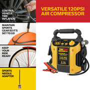EverStart J7CEB Maxx 1000 Peak Amp Jump Starter w/120 PSI Compressor, Pivoting LED Light, 3X USB Ports