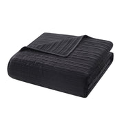 Mainstays Soft Velvet Quilt, Full/Queen, Hypoallergenic Textured Horizontal Stripes, Black