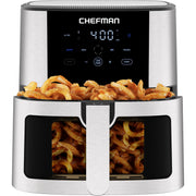 Chefman TurboFry Easy-View 8-Quart Stainless Steel Air Fryer, Digital Controls, Nonstick Basket, RJ38-SS-8TW