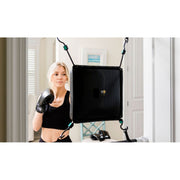 Quiet Punch Doorway Punching Bag, Portable Home Boxing Trainer with Phone Holder and App, Black, Compact 28-36 in