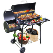 laraVist Charcoal Offset Smoker Grill, Dual-Zone Cooking, 285 sq.in, Portable with Wheels, Family Size for 4-6 People, Black
