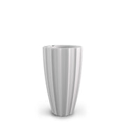 Mayne Sedona 28in White Round Self-Watering Polyethylene Standing Planter with Double Wall Insulation and Built-In Water Reservoir 2832-W