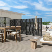 MAYEERTY 72x35 Black Outdoor Privacy Panel Screen, 6-Piece Folding Metal Divider for Backyard and Garden