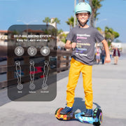 SIMATE P6 6.5 Self-Balancing Scooter with Bluetooth Speaker, LED Wheel Lights, 3 Speed Modes, 7.5 mph Top Speed, 7.5 Mile Range, Galaxy Purple, P6