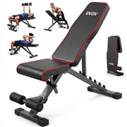 GVDV Adjustable Weight Bench, Foldable, 660lb Capacity, Black, 8 Backrest and 3 Seat Positions, 55.1 in