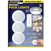 E. Mishan & Sons Inc 9308 Bell Howell Puck Lights 3-Pack LED with Remote