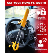 MRSXXNTY Steering Wheel Lock, Heavy-Duty Alloy Steel Twin Bars, Adjustable Fit 6.6
