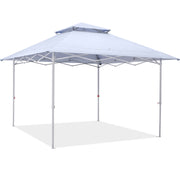 Mastercanopy 13 x 13ft Pop-Up Canopy Tent, Rust-Resistant Steel Frame, Water-Resistant Silver-Coated Polyester, Two-Layer Roof, Extended Shade, White, 464460776