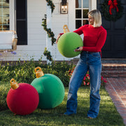 Funboy Oversized Inflatable Flocked Holiday Ornaments 3-Pack, Red Green Gold, Indoor Outdoor Christmas Decorations