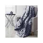 Modern Threads Braided Faux Fur Reversible Midweight Throw - Gray