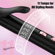 Farery Long Barrel Curling Iron, 1.25 Inch Ceramic Tourmaline Barrel Infused with Argan Oil and Keratin, 11 Adjustable Heat Settings, Includes Clips and Silicone Pad, Black FA099-32-B