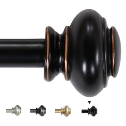 H.VERSAILTEX Adjustable Curtain Rod, 0.75 in Diameter, Black with Antique Bronze Ball Finial, Fits 48 to 84 in Windows