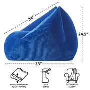 Mainstays Ribbed Plush Compressed Foam Bean Bag Chair, Black, Contemporary Cube Accent Seating