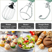 Vaparinckl Electric Stand Mixer, 6.5QT Tilt-Head, 12-Speed Multifunctional Kitchen Mixer with Dough Hook, Flat Beater, Whisk, Green, SM-B03B
