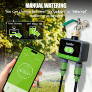 RainPoint 2-Zone Smart Wi-Fi Hose Timer with Brass Inlet, Outdoor Sprinkler Irrigation Controller, Green, HTV210B009W