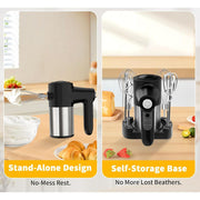 binROC HM -DCC610 Digital Display 7 Speed Rechargeable Electric Mixer, Black