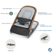 Maxi-Cosi Kori 2-in-1 Baby Rocker Chair with Adjustable Recline, EcoCare Fabric, Lightweight, Fold-Flat Design, BN108HYF