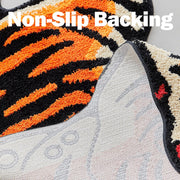 Stitchworn Tibetan Tiger Area Rug, 5x3.3 ft, Tufted High Pile, Machine Washable, Nonslip TPR Backing, Orange, STN-ARUG-XZH-OR-L152