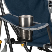 GCI Outdoor Kickback Rocker Foldable Rocking Camp Chair, Patented Spring-Action Technology, Heathered Indigo or Blue Retro, Mid-Size, Portable