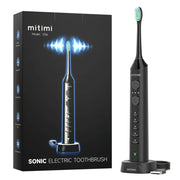 Mitimi S2-W Sonic Electric Toothbrush, 2 Brush Heads, 5 Modes, 3 Intensities, Wireless Charging, Smart Timer, Waterproof