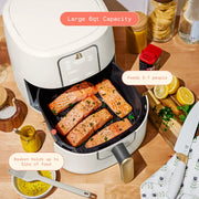 Beautiful 29028 6qt Air Fryer with TurboCrisp Technology, EverGood Ceramic Nonstick Coating, White Icing