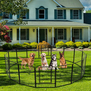 Naipo Dog Playpen, 32in Height, 16 Panels, Portable Metal Fence, Indoor and Outdoor Use, Black