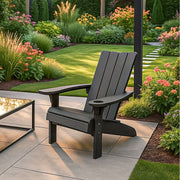Keter Modern Adirondack Resin Outdoor Patio Chair with Built-In Cup Holder, Weather-Resistant Polypropylene, Grey, 264010