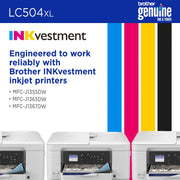Brother Genuine LC504XLBK High Yield Black Ink Cartridge for MFC-J1365DW Printer, 1500 Page Yield