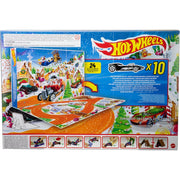 Mattel Hot Wheels 2025 Advent Calendar, 10 Toy Vehicles 1:64 Scale, 14 Winter-Themed Accessories, 10 Ornament Clips, Multicolor, 34 Pieces