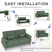 AAQZ 71-Inch Corduroy Loveseat Sofa, Mid-Century Modern, Green, Ergonomic Design, Reinforced Frame