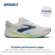 Brooks Revel Max Men's Athletic Shoe with Glideroll Rocker Technology, White Moonlight Green Gecko, Size 13 D, Medium Width, 110482-177