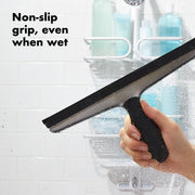 OXO Stainless Steel Shower Squeegee with Flexible Silicone Blade, Non-Slip Handle, Silver, 10 in, 88944354
