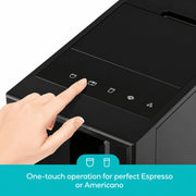 Casabrews ACAFE Plus Automatic Espresso Machine, 20-Bar Pressure, Built-in Burr Grinder with 5 Settings, Touchscreen Control, Milk Frother, Black