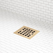Signature Hardware Menlo Square Shower Drain with Flange Aged Brass